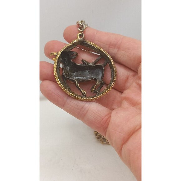 Signed Tortolani Taurus the Bull Zodiac Pendant Necklace April/May - Picture 8 of 12